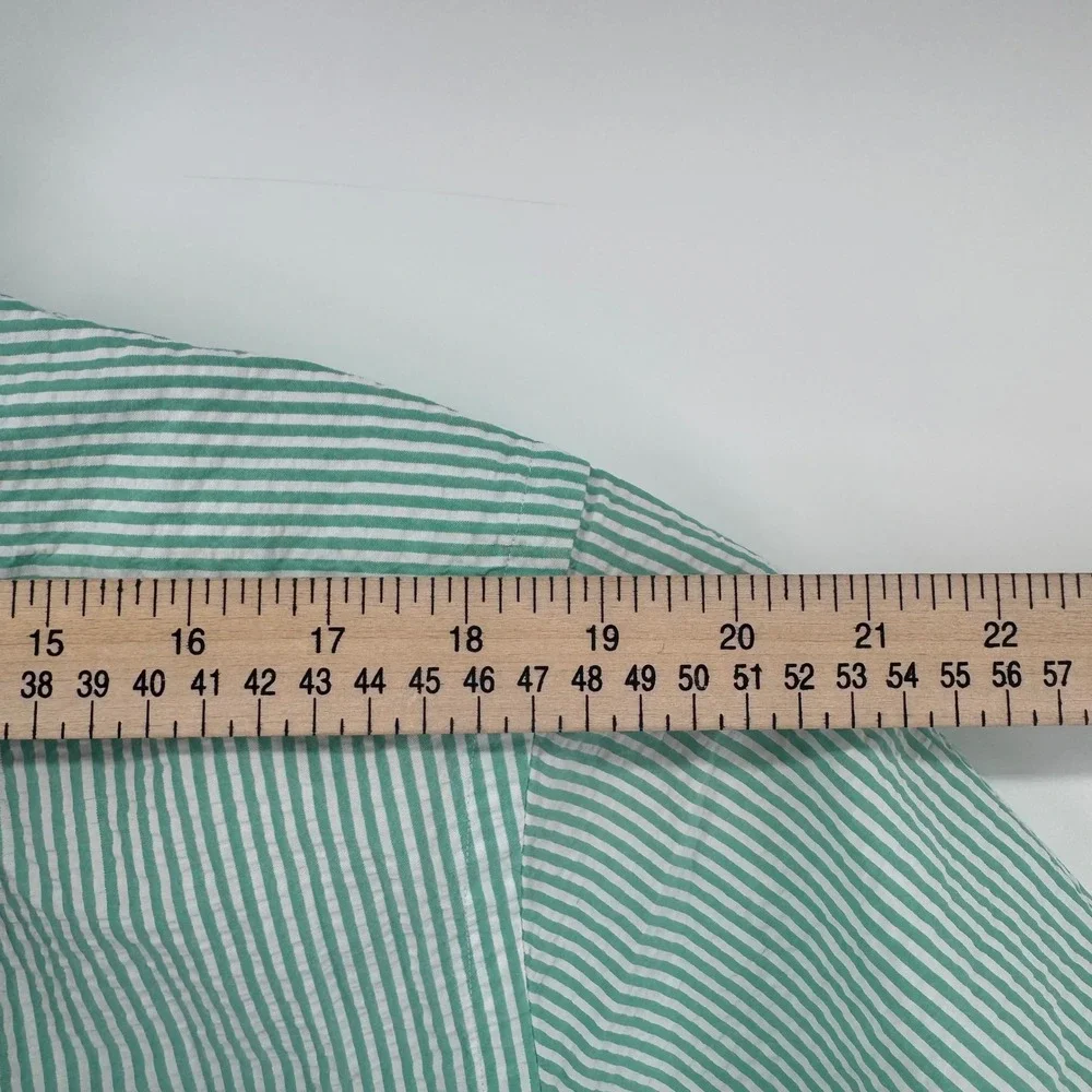 Polo Ralph Lauren Mens XL Custom Fit Green White Striped Seersucker Shirt SS